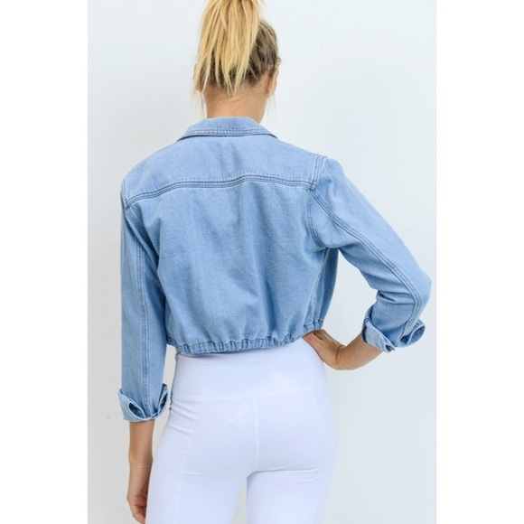 Drawstring crop Denim Jacket - Picture 3 of 4